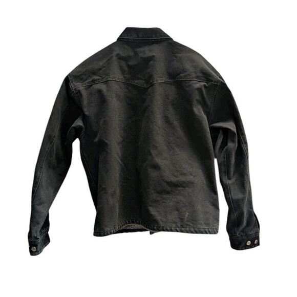 Cinch Duck Canvas Black Fleece Lined Jacket Work Wear Pockets Collared Large - Picture 2 of 9